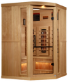 Golden Designs GDI-8035-03 3-Person Corner Full Spectrum PureTech Near Zero EMF FAR Infrared Sauna with Himalayan Salt Bar (New)