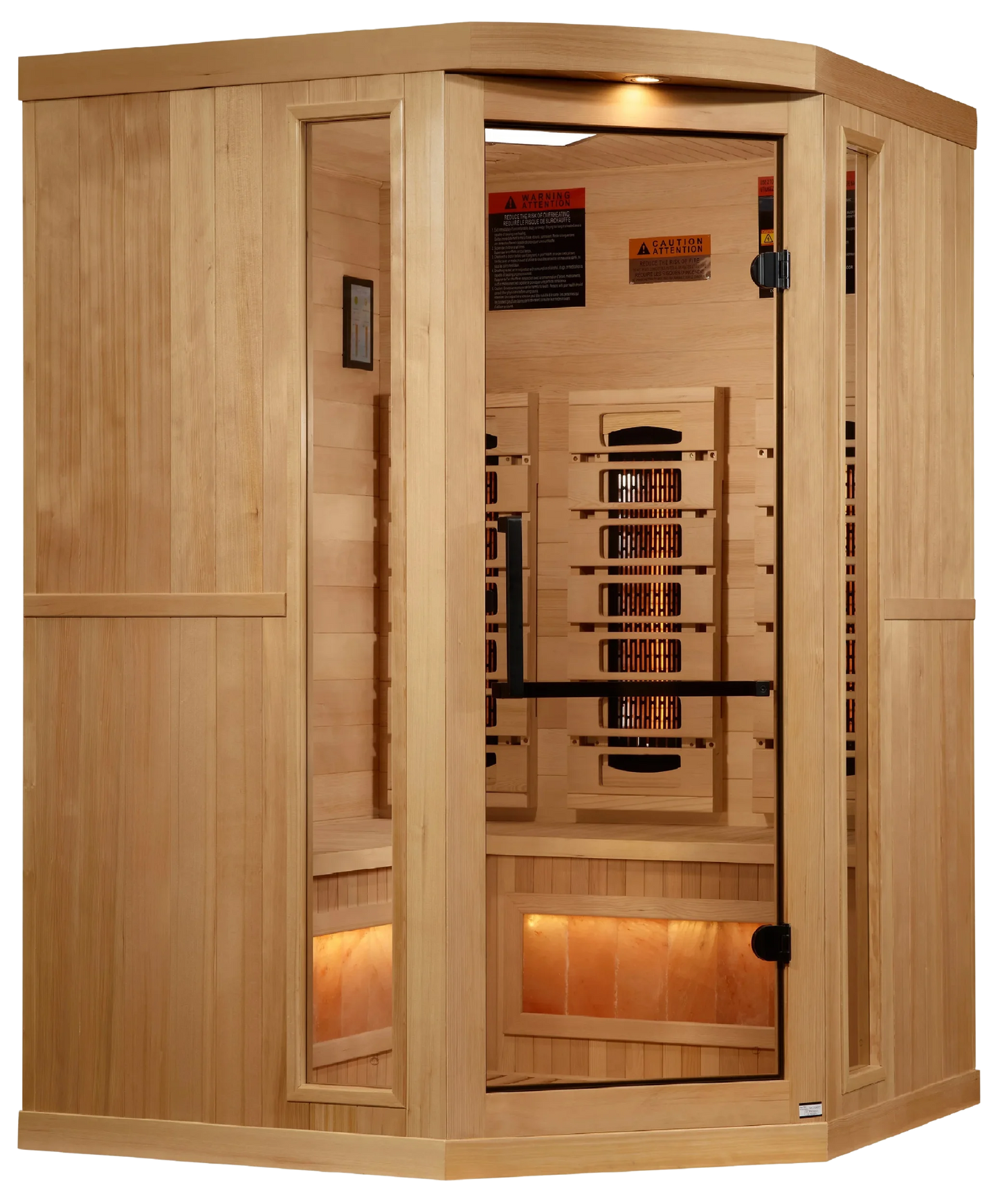 Golden Designs GDI-8035-03 3-Person Corner Full Spectrum PureTech Near Zero EMF FAR Infrared Sauna with Himalayan Salt Bar (New)