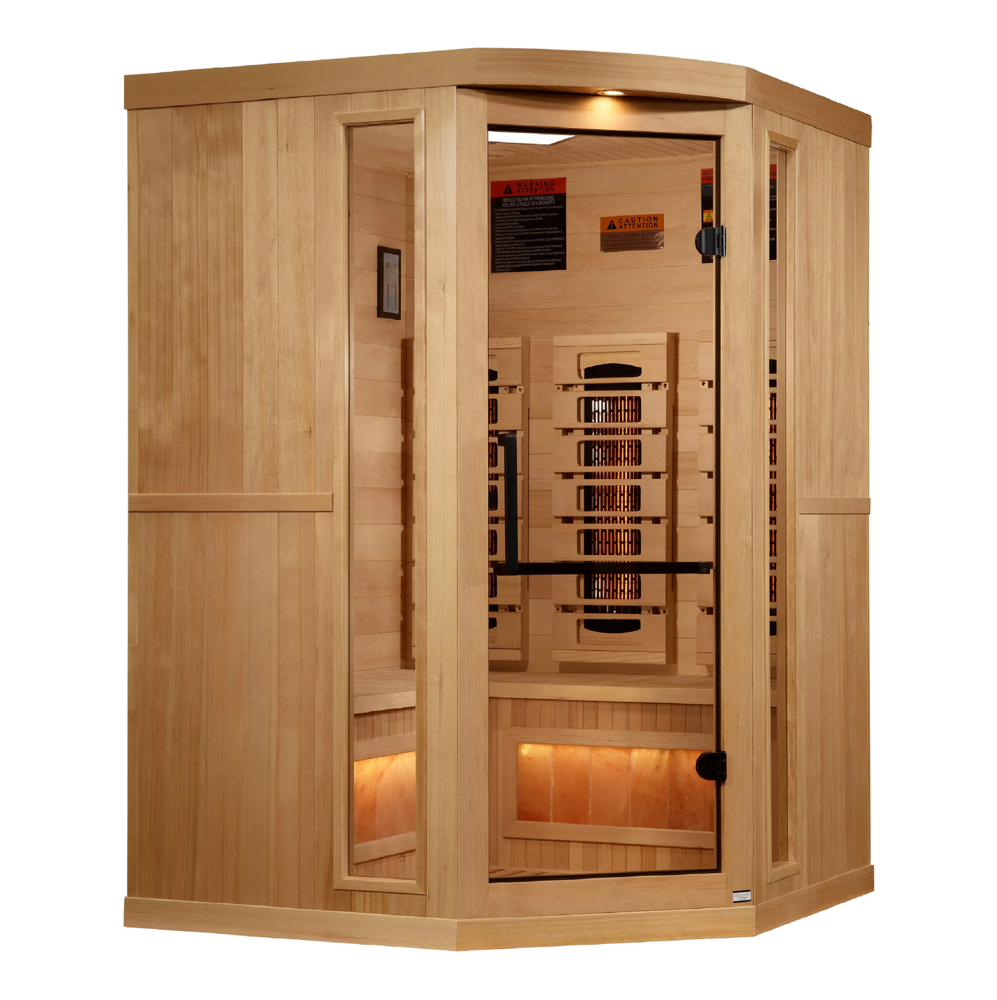 Golden Designs GDI-8035-03 3-Person Corner Full Spectrum PureTech Near Zero EMF FAR Infrared Sauna with Himalayan Salt Bar (New)