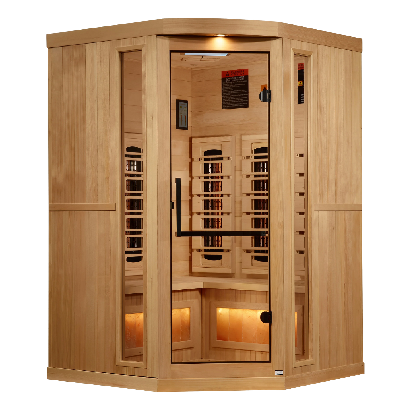 Golden Designs GDI-8035-03 3-Person Corner Full Spectrum PureTech Near Zero EMF FAR Infrared Sauna with Himalayan Salt Bar (New)