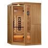 Golden Designs GDI-8035-03 3-Person Corner Full Spectrum PureTech Near Zero EMF FAR Infrared Sauna with Himalayan Salt Bar (New)