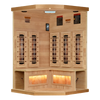 Golden Designs GDI-8035-03 3-Person Corner Full Spectrum PureTech Near Zero EMF FAR Infrared Sauna with Himalayan Salt Bar (New)
