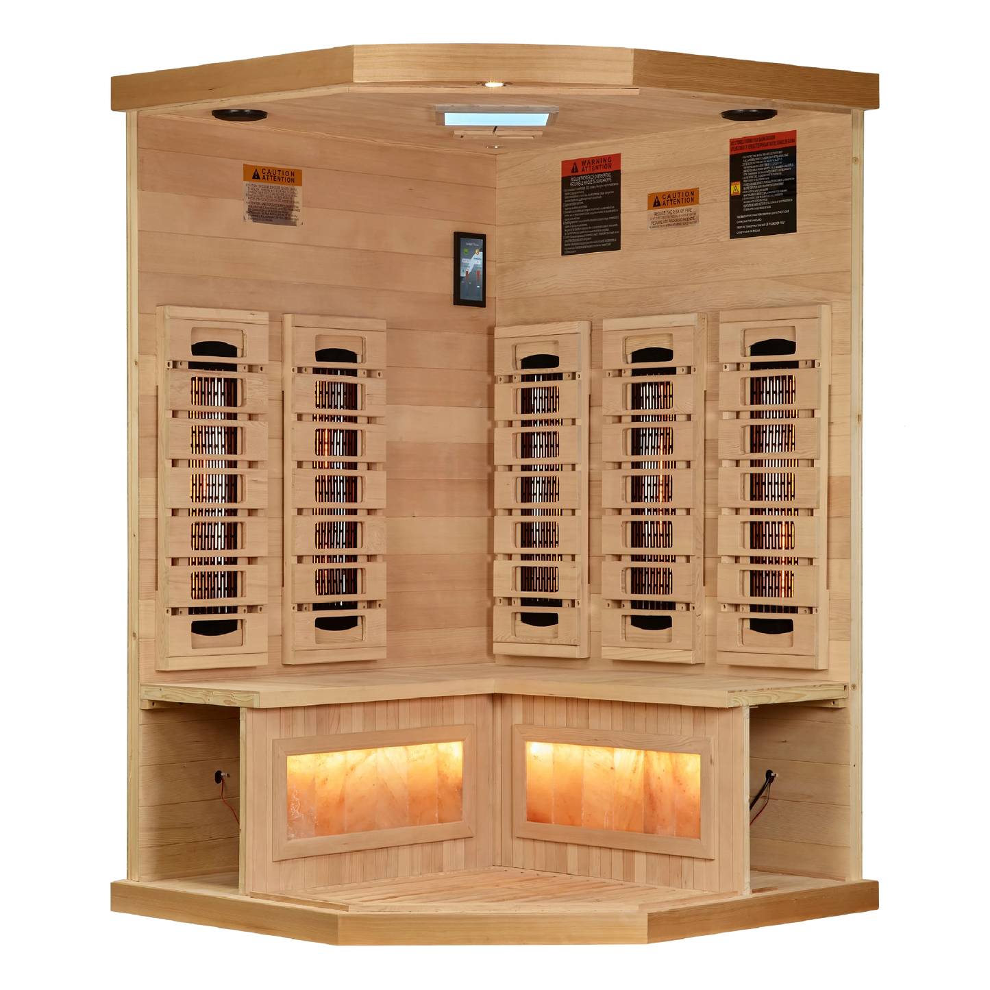 Golden Designs GDI-8035-03 3-Person Corner Full Spectrum PureTech Near Zero EMF FAR Infrared Sauna with Himalayan Salt Bar (New)