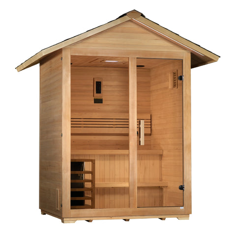 Golden Designs GDI-8103-01 Arlberg 3 Person Traditional Outdoor Sauna - Canadian Hemlock (New)