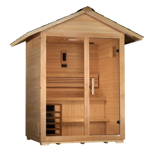 Golden Designs GDI-8103-01 Arlberg 3 Person Traditional Outdoor Sauna - Canadian Hemlock (New)