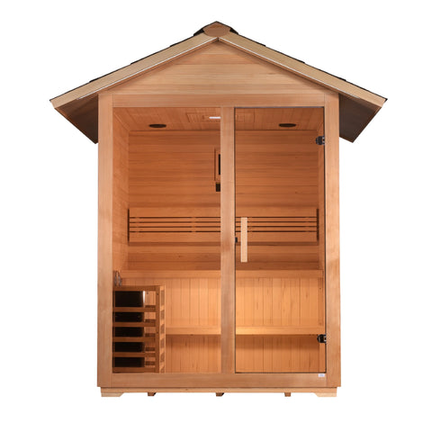 Golden Designs GDI-8103-01 Arlberg 3 Person Traditional Outdoor Sauna - Canadian Hemlock (New)