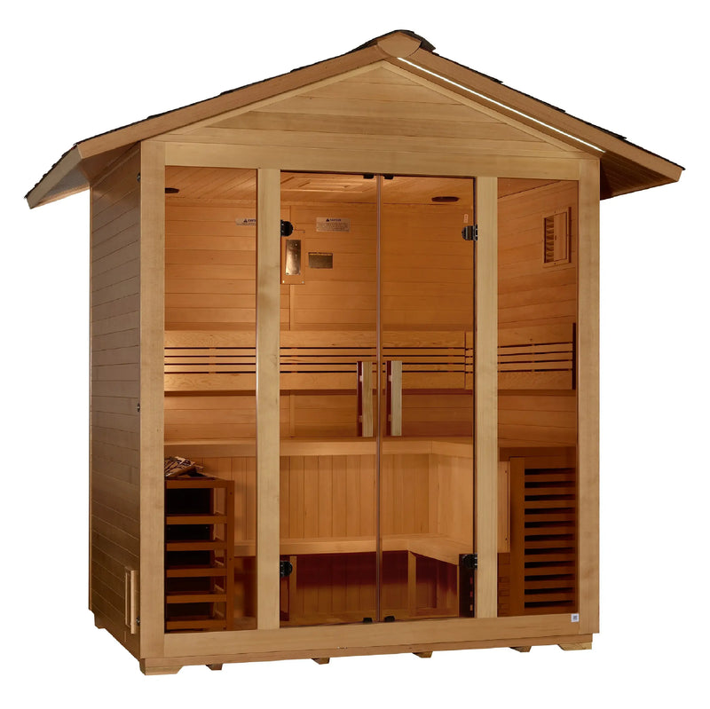 Golden Designs GDI-8105-01 Vorarlberg 5 Person Traditional Outdoor Sauna - Canadian Hemlock (New) Image