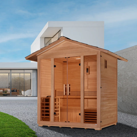 Golden Designs GDI-8105-01 Vorarlberg 5 Person Traditional Outdoor Sauna - Canadian Hemlock (New) Image 5