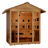 GoldenDesigns GDI-8125-01 Gargellen 5 Person Hybrid (PureTech Full Spectrum IR or Traditional Stove) Outdoor Sauna - Canadian Hemlock (New)