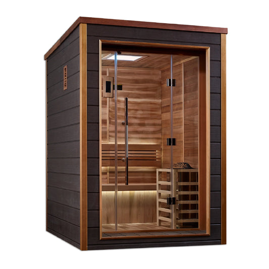 Golden Designs Narvik 2 Person Outdoor-Indoor Traditional Sauna (GDI-8202-01) - Canadian Red Cedar Interior (New)