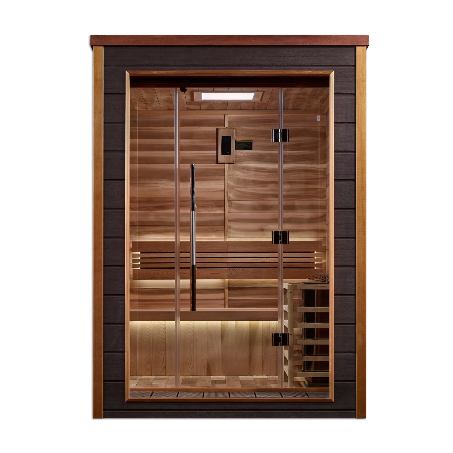 Golden Designs Narvik 2 Person Outdoor-Indoor Traditional Sauna (GDI-8202-01) - Canadian Red Cedar Interior (New)