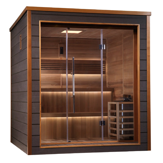 Golden Designs GDI-8206-01 Bergen 6 Person Outdoor-Indoor Traditional Sauna - Canadian Red Cedar Interior (New)