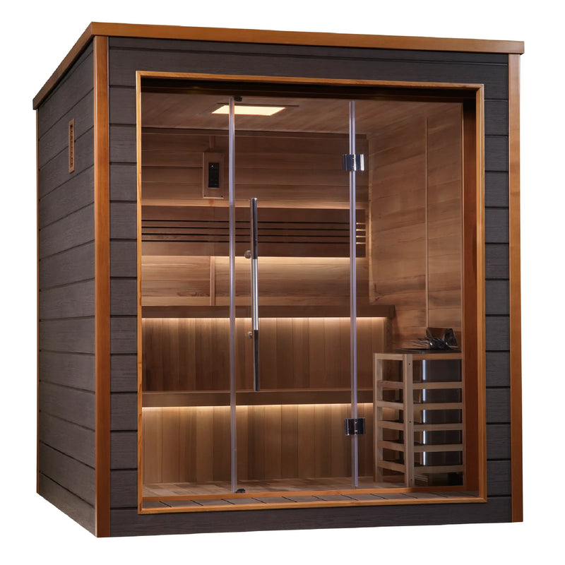 Golden Designs GDI-8206-01 Bergen 6 Person Outdoor-Indoor Traditional Sauna - Canadian Red Cedar Interior (New) Image