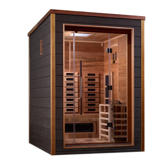 Golden Designs GDI-8222-01 Nora 2 Person Outdoor-Indoor PureTech Hybrid Full Spectrum Sauna - Canadian Red Cedar Interior (New)