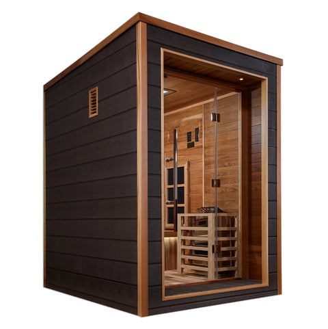 Golden Designs GDI-8222-01 Nora 2 Person Outdoor-Indoor PureTech Hybrid Full Spectrum Sauna - Canadian Red Cedar Interior (New)