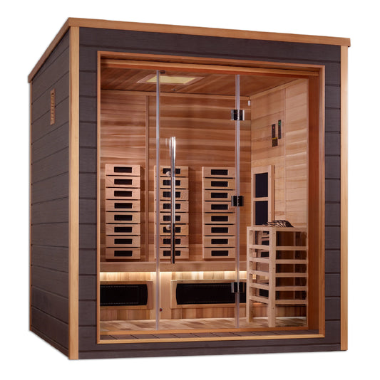 Golden Designs GDI-8223-01 Visby 3 Person Outdoor-Indoor PureTech Hybrid Full Spectrum Sauna - Canadian Red Cedar Interior (New)