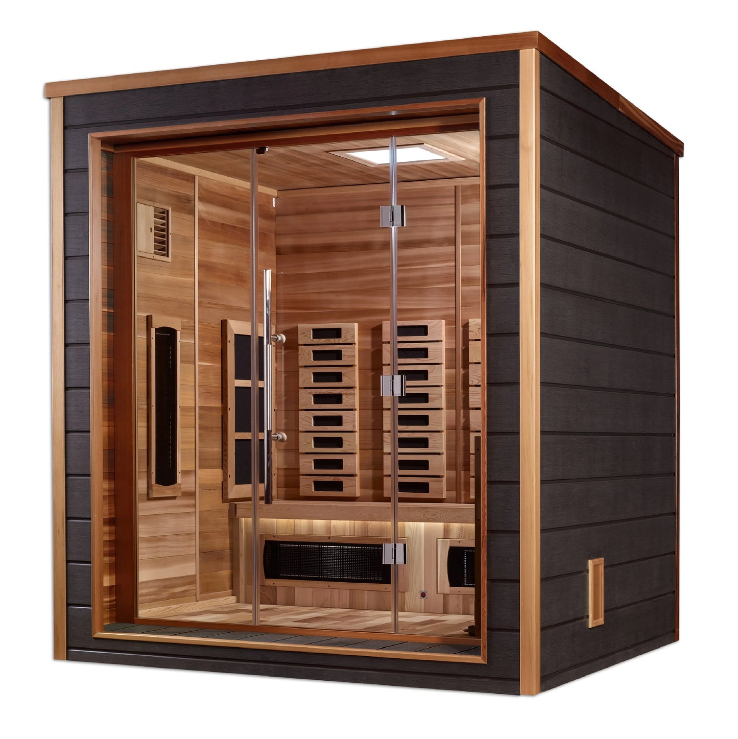 Golden Designs GDI-8223-01 Visby 3 Person Outdoor-Indoor PureTech Hybrid Full Spectrum Sauna - Canadian Red Cedar Interior (New)