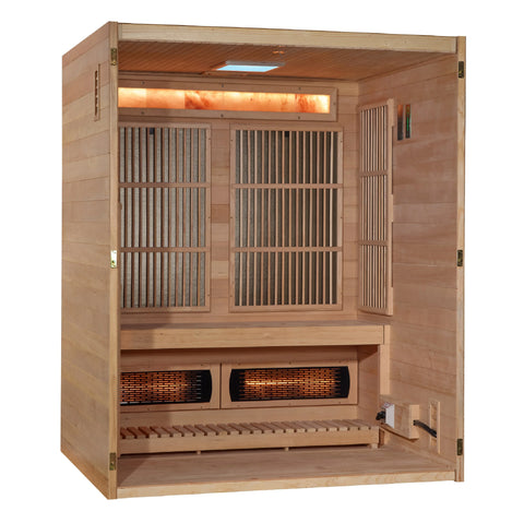Golden Designs GDI-8330-01 Soria Near Zero EMF Full Spectrum and Harvia Traditional Stove Hybrid Sauna (New)