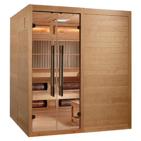 Golden Designs GDI-8360-01 Toledo Near Zero EMF Full Spectrum and Harvia Traditional Stove Hybrid Sauna (New)