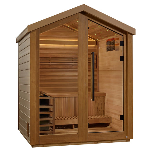 Golden Designs GDI-8503-01 Savonlinna 3 Person Outdoor Traditional Sauna - Canadian Red Cedar Interior (New)