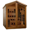 Golden Designs GDI-8526-01 Kaskinen 6 Person Hybrid (PureTech Full Spectrum IR or Traditional Stove) Outdoor Sauna - Canadian Red Cedar Interior (New)