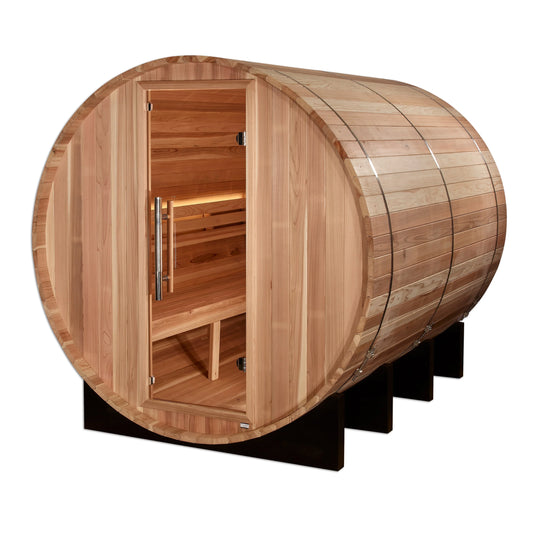 Golden Designs GDI-B006-01 Klosters 6 Person Barrel Traditional Sauna - Pacific Cedar (New)