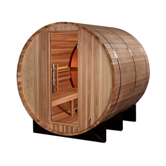Golden Designs GDI-B024-01 Zurich 4 Person Barrel with Bronze Privacy View - Traditional Sauna - Pacific Cedar (New)