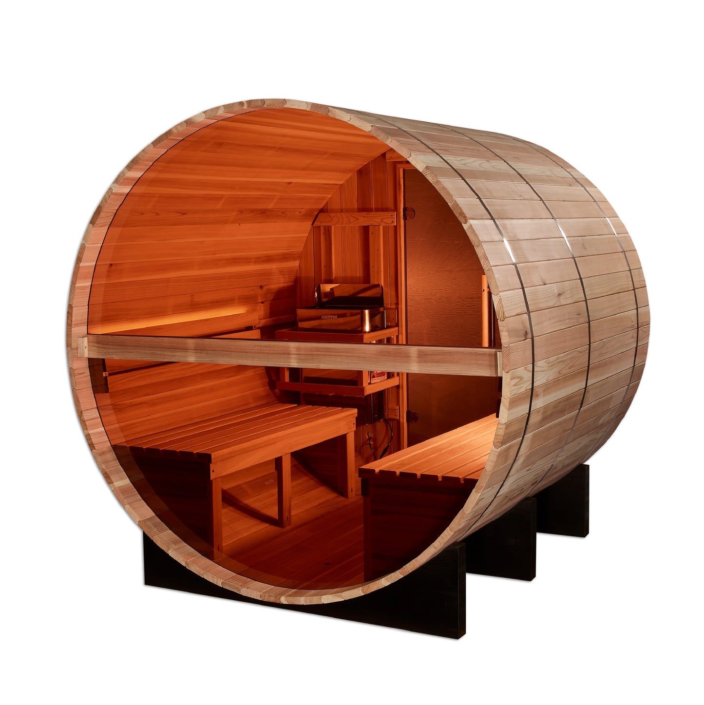 Golden Designs GDI-B024-01 Zurich 4 Person Barrel with Bronze Privacy View - Traditional Sauna - Pacific Cedar (New)