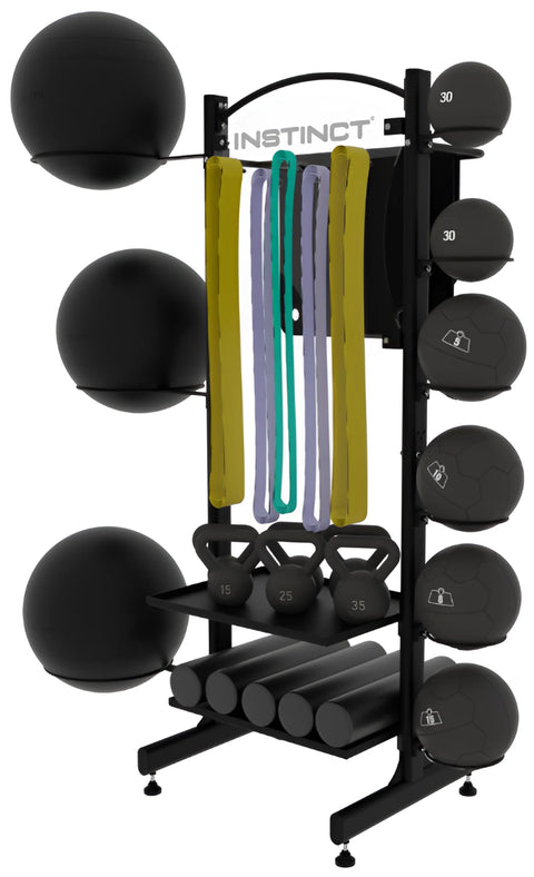 Nautilus Instinct Accessory Rack 9NN-R8015-60AAS - Angled View with Accessories