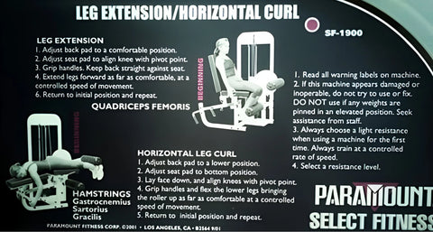 Paramount Leg Extension/Horizontal Curl SF-1900 (Remanufactured)