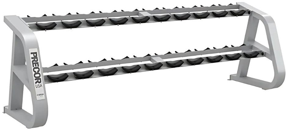 Precor Icarian 2 Tier Saddle Dumbbell Rack, 10 Pairs (Remanufactured)