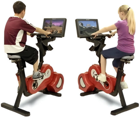 Expresso Fitness s3y Youth Upright Bike (Remanufactured) - Front View with Users