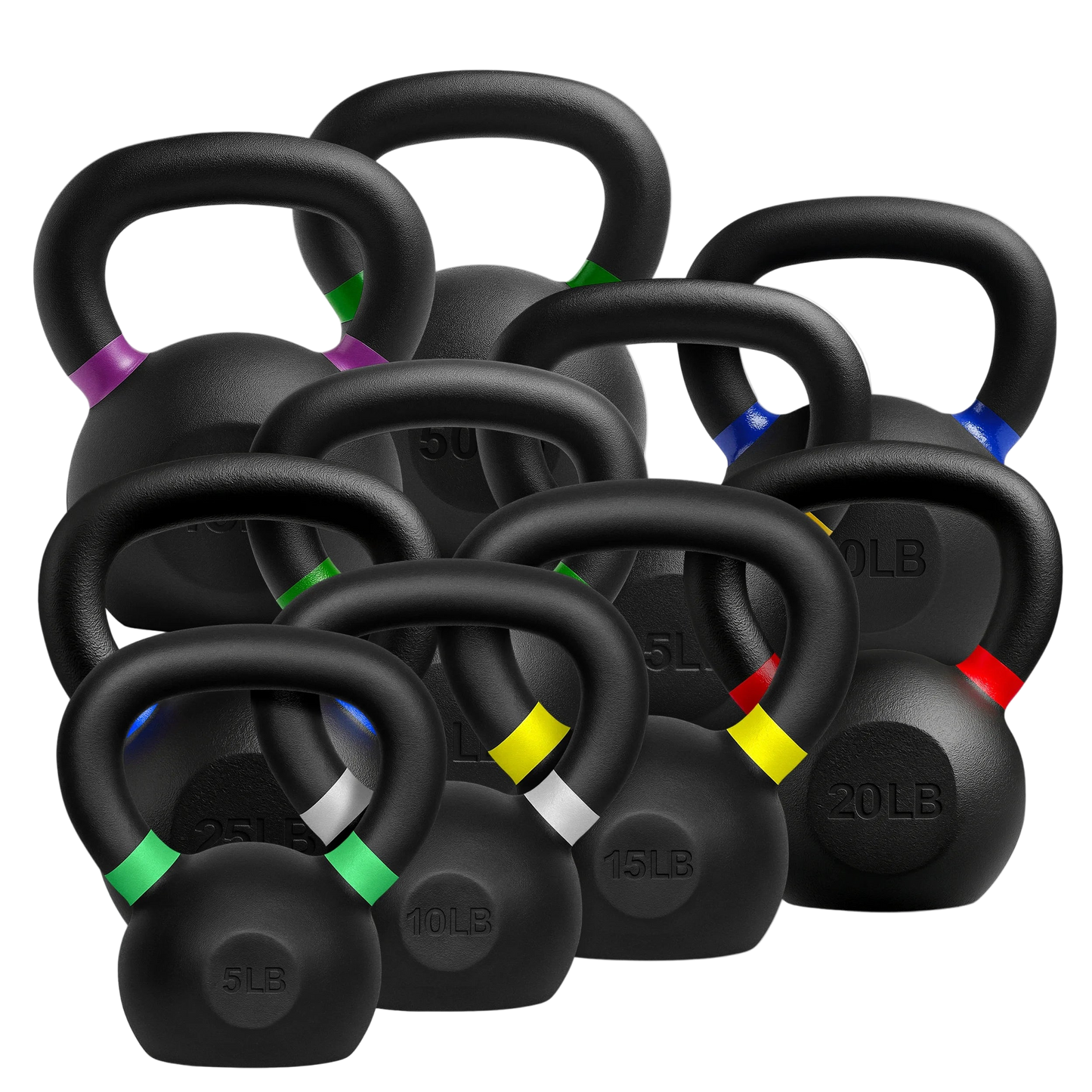 French Fitness Cast Iron Kettlebell Set 5-50 lbs (New)