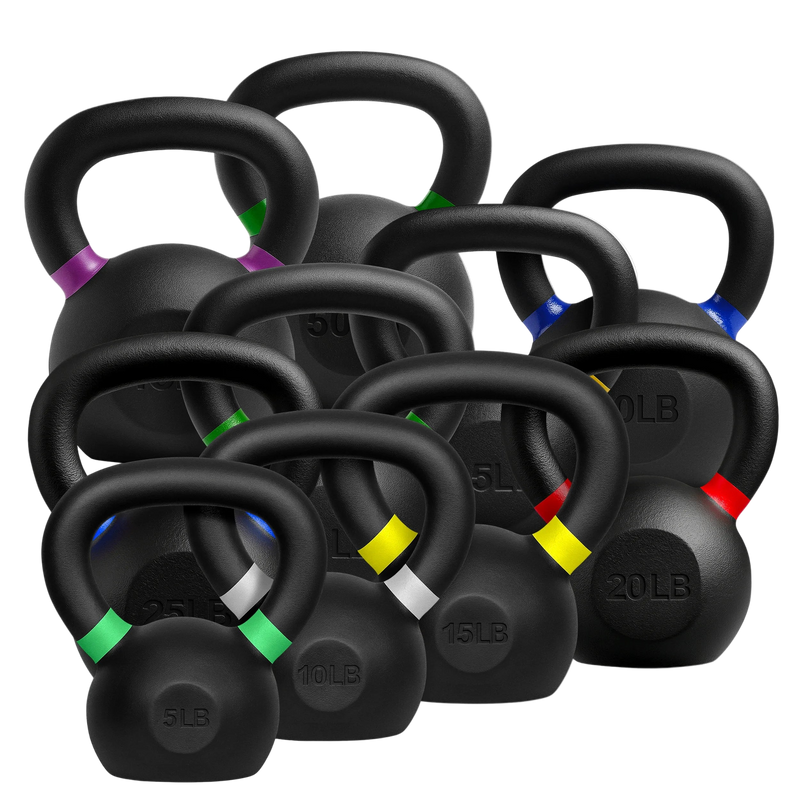 French Fitness Cast Iron Kettlebell Set 5-50 lbs (New)