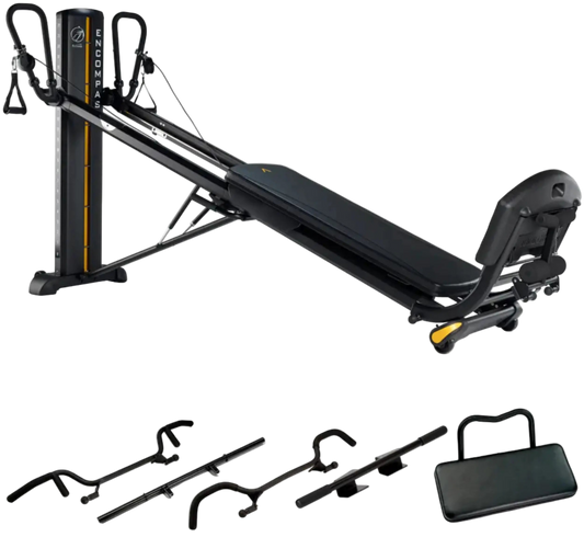 Total Gym ELEVATE Encompass Strength Package (New) - Angled View including Accessories
