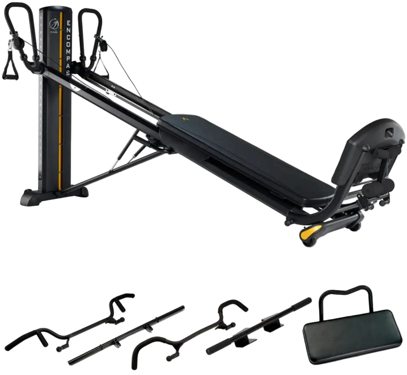 Total Gym ELEVATE Encompass Strength Package (New) - Angled View including Accessories