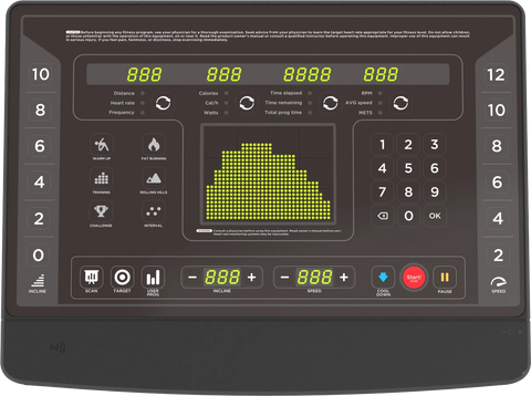 French Fitness T400 Commercial Treadmill w/LED Console - Console View