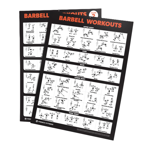 French Fitness Barbell Workout Training Charts / Posters (New)