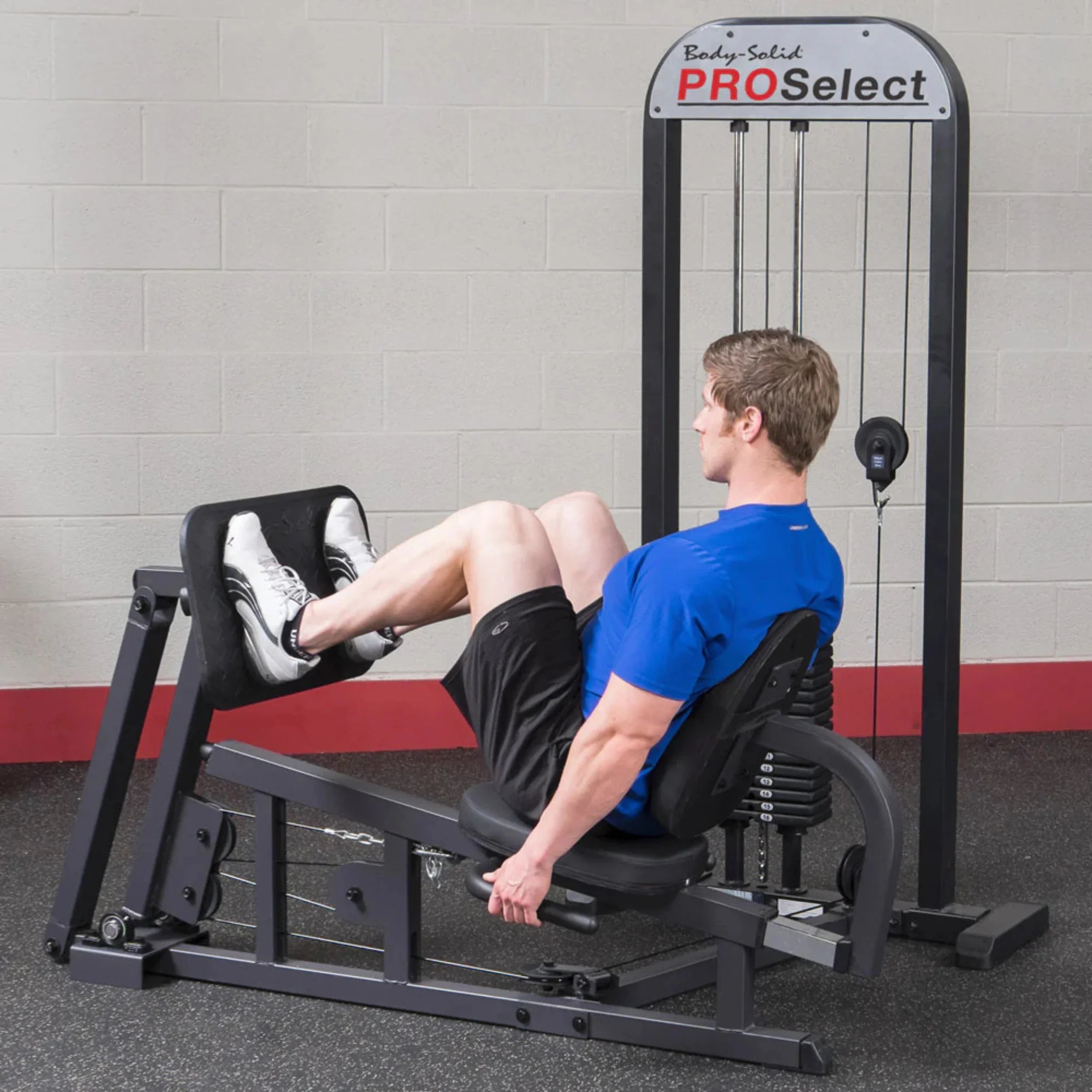Body-Solid GLP-STK PRO-Select Leg & Calf Press Machine - Angled Training View