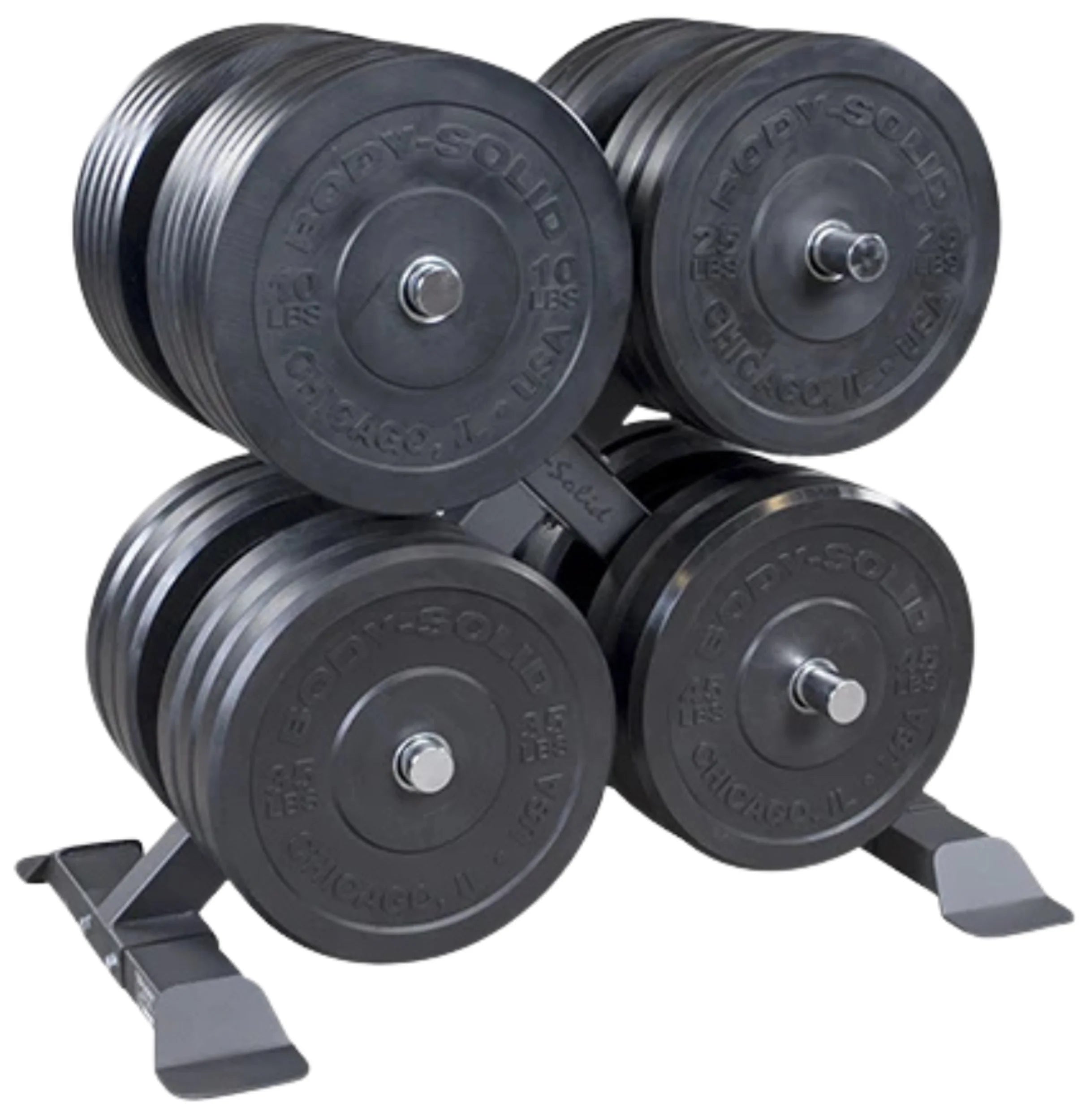Body-Solid GWT66 Weight Tree - Front View with Weight Plates
