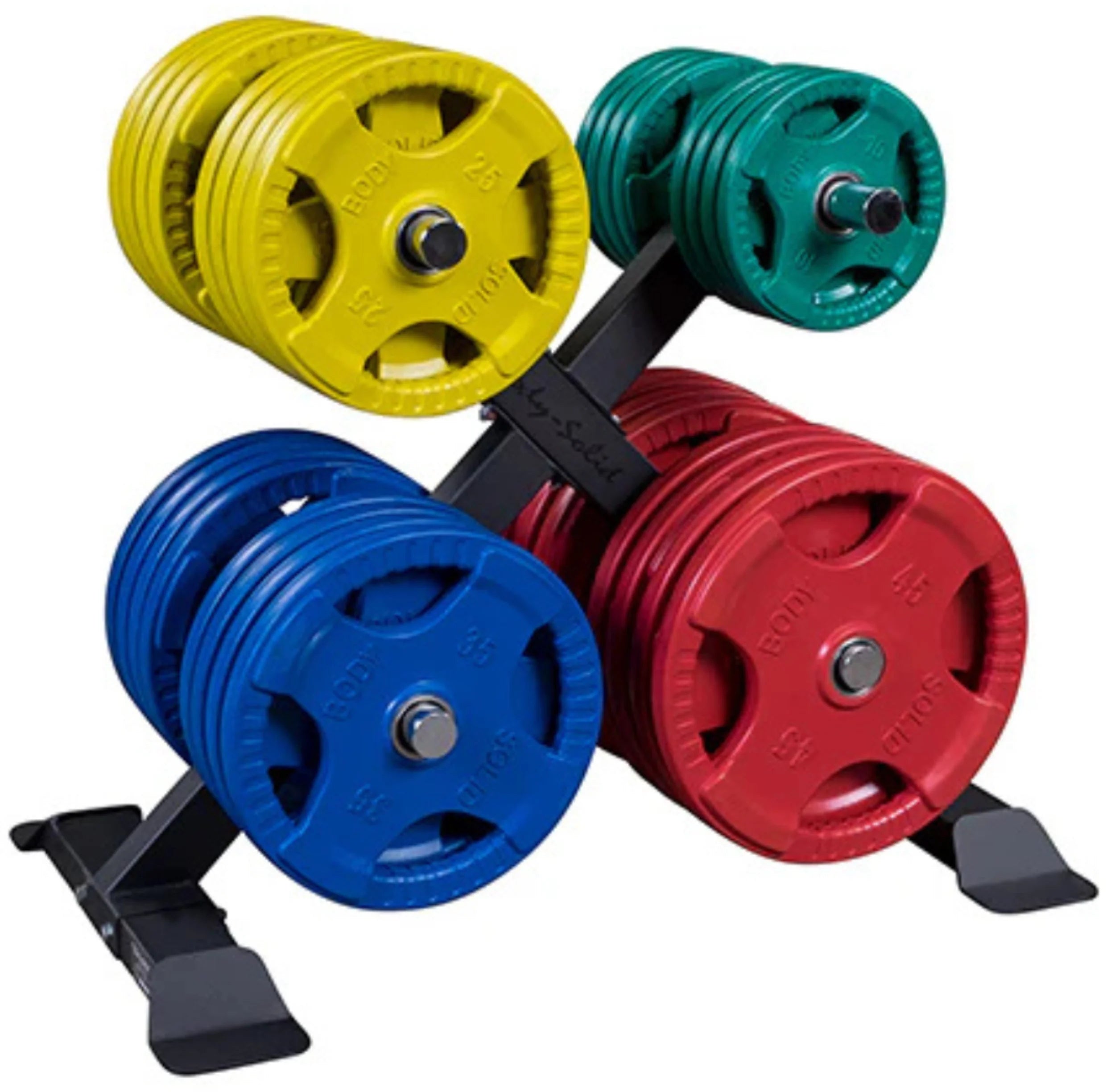 Body-Solid GWT66 Weight Tree - Front View with Weight Plates