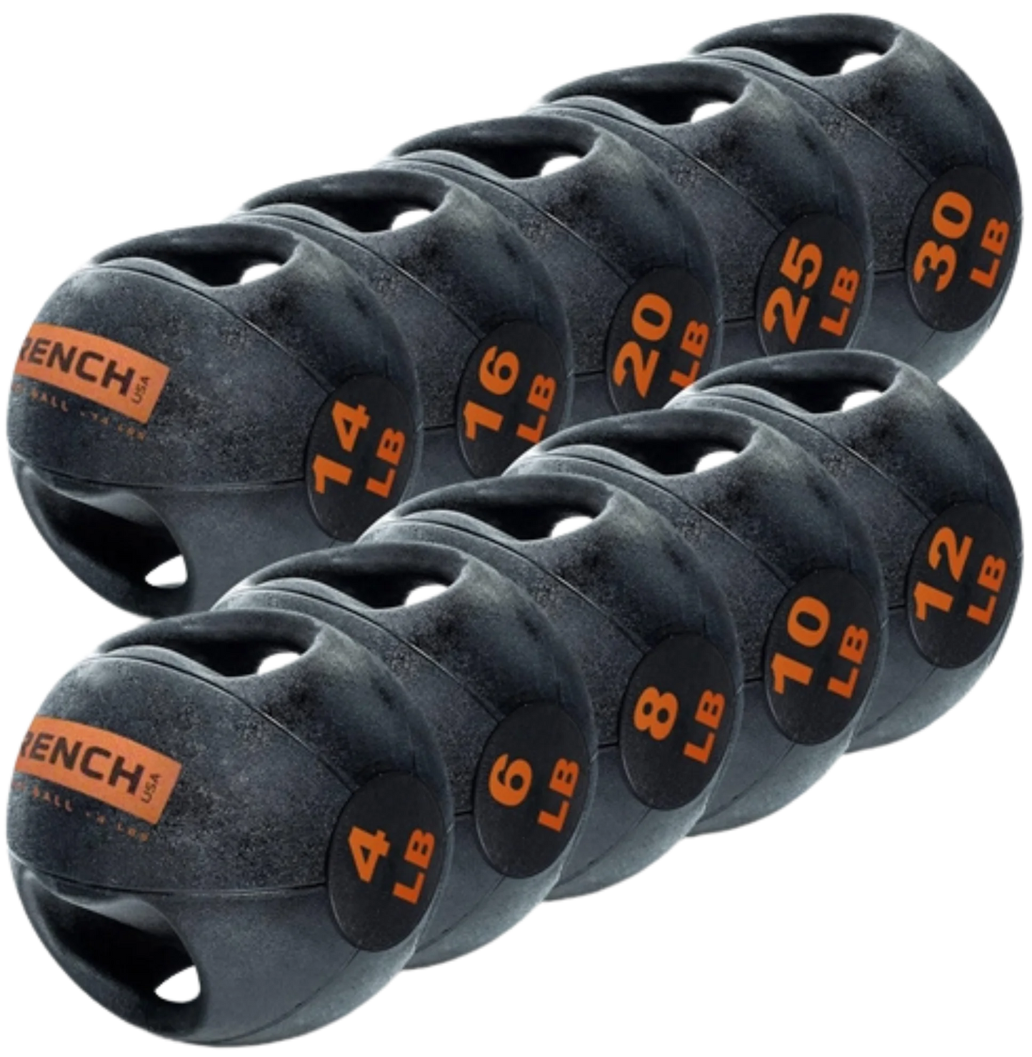 French Fitness Dual Grip Medicine Ball Set of 10 (4 to 30 lbs) (New)