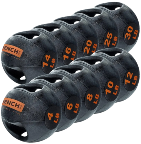 French Fitness Dual Grip Medicine Ball Set of 10 (4 to 30 lbs) (New)
