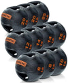 French Fitness Dual Grip Medicine Ball Set of 10 (6 to 25 lbs) w/Rack (New)