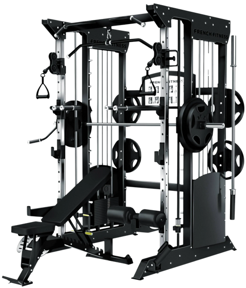 French Fitness FSR70 Dual Cable Smith & Half Rack System (New)