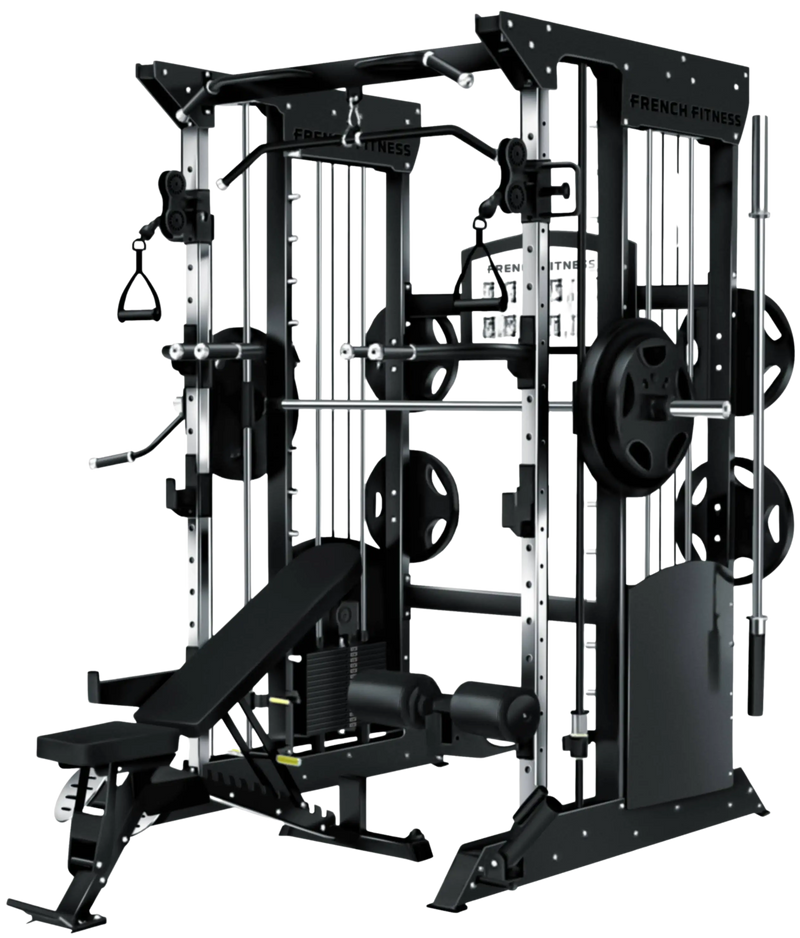 French Fitness FSR70 Dual Cable Smith & Half Rack System (New)