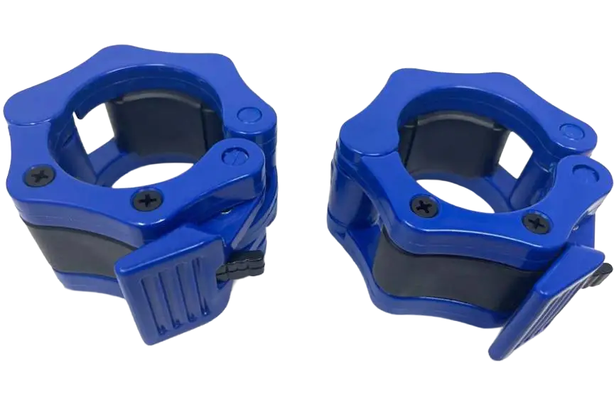 French Fitness Blue ABS Olympic Jaw Lock Collars / Clamps (Pair) (New)