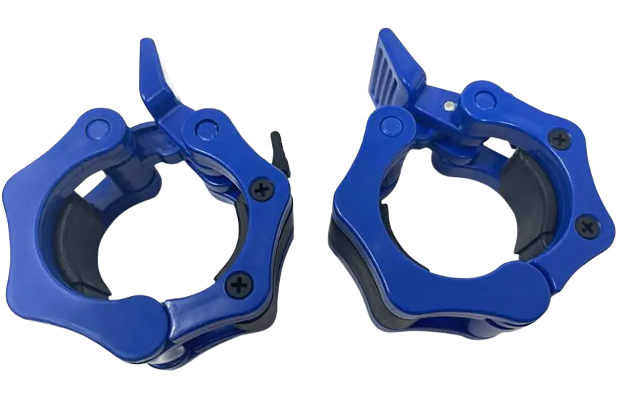 French Fitness Blue ABS Olympic Jaw Lock Collars / Clamps (Pair) (New)