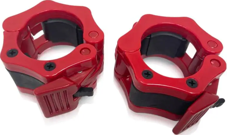 French Fitness Red ABS Olympic Jaw Lock Collars / Clamps (Pair) (New)
