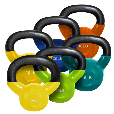 French Fitness Vinyl Kettlebell Set 5-30 lbs (New)